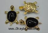 NGP1308 43*60mm tortoise agate pendants with crystal pave alloy settings