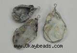 NGP1314 30*40mm - 40*60mm freeform agate pendants with brass setting