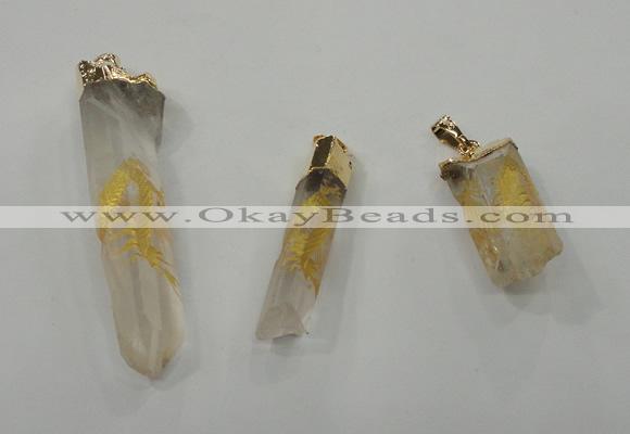 NGP1349 10*40mm - 15*80mm faceted nuggets white crystal pendants