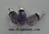 NGP1353 15*30mm - 18*40mm faceted nuggets amethyst pendants