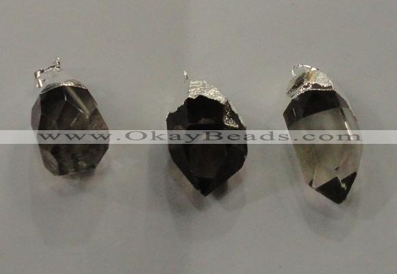 NGP1354 15*35mm - 20*40mm faceted nuggets smoky quartz pendants