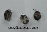 NGP1355 15*25mm - 18*30mm faceted nuggets smoky quartz pendants