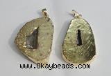 NGP1386 35*40mm - 40*50mm freeform plated druzy agate pendants