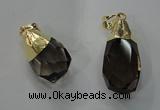 NGP1391 15*25mm - 20*35mm faceted nuggets smoky quartz pendants