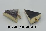 NGP1401 30*35mm - 35*40mm triangle druzy amethyst pendants wholesale