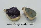 NGP1402 22*35mm - 30*40mm freeform druzy amethyst pendants wholesale