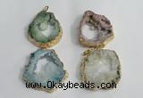 NGP1425 30*45mm - 45*55mm freeform plated druzy agate pendants