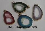 NGP1431 30*45mm - 45*55mm freeform plated druzy agate pendants