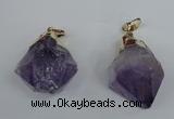 NGP1464 20*35mm - 25*40mm nuggets amethyst gemstone pendants