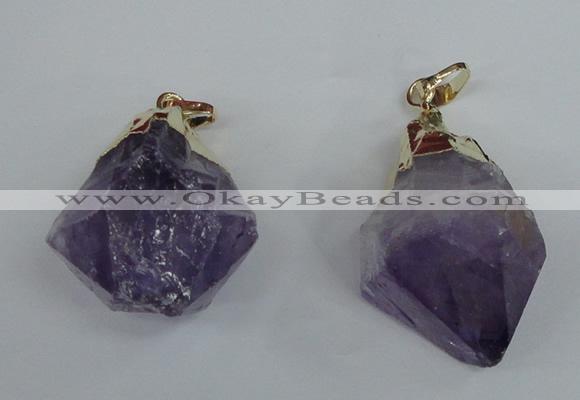 NGP1464 20*35mm - 25*40mm nuggets amethyst gemstone pendants