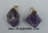 NGP1465 25*45mm - 28*50mm nuggets amethyst gemstone pendants