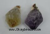 NGP1467 22*45mm - 25*50mm nuggets amethyst & citrine pendants