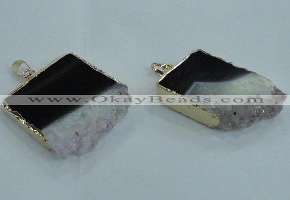 NGP1477 25*40mm - 35*40mm freeform druzy amethyst pedants