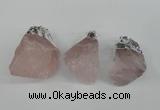 NGP1483 20*35mm - 25*45mm nuggets rose quartz pendants