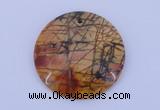 NGP149 2pcs 40mm flat round picasso jasper gemstone pendants