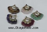 NGP1508 8*25*28mm mixed gemstone with brass setting pendants