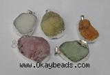 NGP1511 20*30mm - 25*35mm freeform plated druzy agate pendants