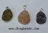 NGP1512 20*30mm - 25*35mm freeform plated druzy agate pendants