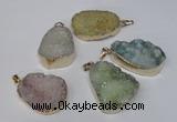 NGP1514 20*30mm - 25*35mm freeform plated druzy agate pendants