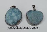 NGP1522 30*35mm - 30*40mm freeform plated druzy agate pendants