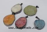 NGP1523 30*35mm - 30*40mm freeform plated druzy agate pendants