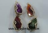 NGP1562 28*30*55mm teardrop agate with brass setting pendants