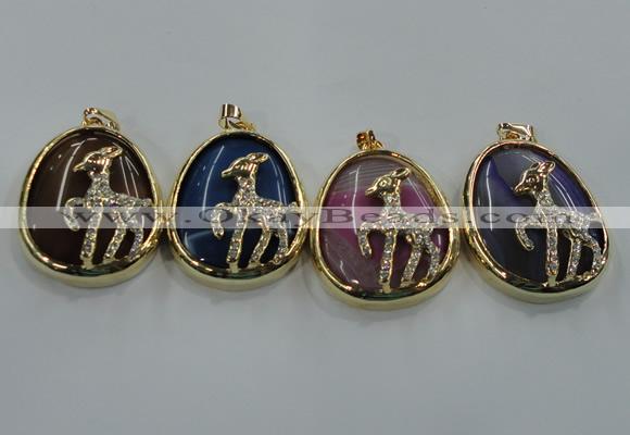 NGP1565 8*40*50mm teardrop agate with brass setting pendants