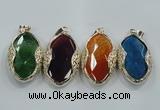 NGP1566 11*32*58mm marquise agate with brass setting pendants