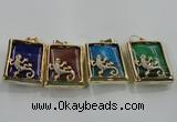 NGP1568 9*33*45mm rectangle agate with brass setting pendants