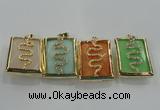 NGP1569 9*35*45mm rectangle agate with brass setting pendants