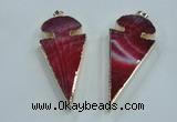 NGP1572 30*65mm arrowhead agate gemstone pendants