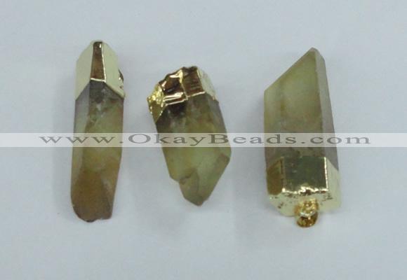 NGP1668 12*35mm - 18*50mm faceted nuggets lemon quartz pendants