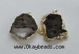 NGP1676 40*45mm - 45*60mm freeform plated druzy agate pendants