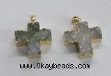 NGP1682 25*26mm - 27*28mm cross druzy agate pendants wholesale