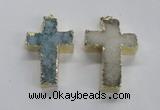 NGP1686 30*45mm - 32*50mm cross druzy agate pendants wholesale