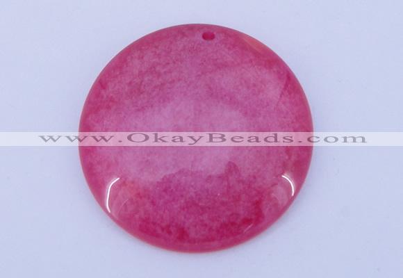 NGP170 2pcs 45mm flat round dyed white jade gemstone pendants