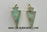 NGP1702 18*39mm arrowhead australia chrysoprase pendants