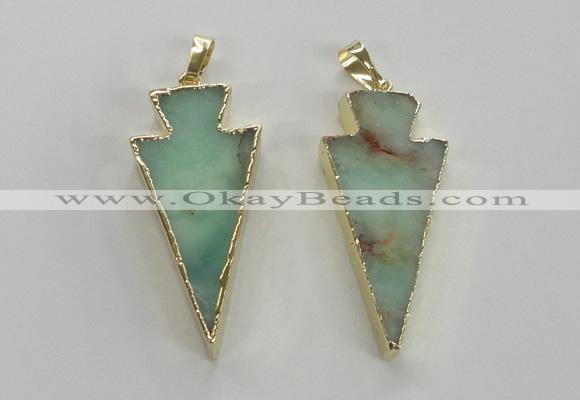 NGP1702 18*39mm arrowhead australia chrysoprase pendants