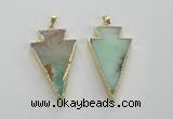 NGP1703 27*47mm arrowhead australia chrysoprase pendants