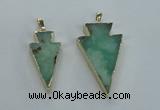 NGP1704 18*38mm - 27*47mm arrowhead australia chrysoprase pendants