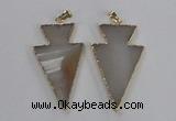 NGP1713 28*50mm - 30*55mm arrowhead agate gemstone pendants