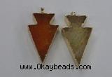 NGP1714 28*50mm - 30*55mm arrowhead agate gemstone pendants