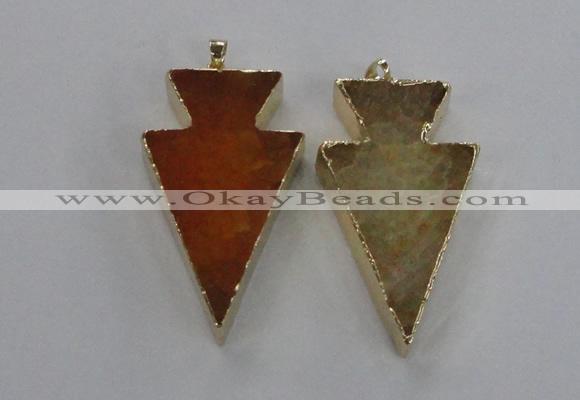 NGP1714 28*50mm - 30*55mm arrowhead agate gemstone pendants