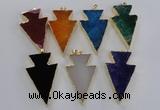 NGP1719 28*50mm - 30*55mm arrowhead agate gemstone pendants