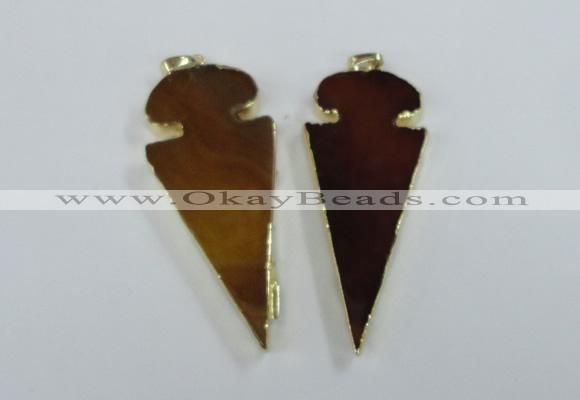 NGP1722 30*65mm arrowhead agate gemstone pendants wholesale