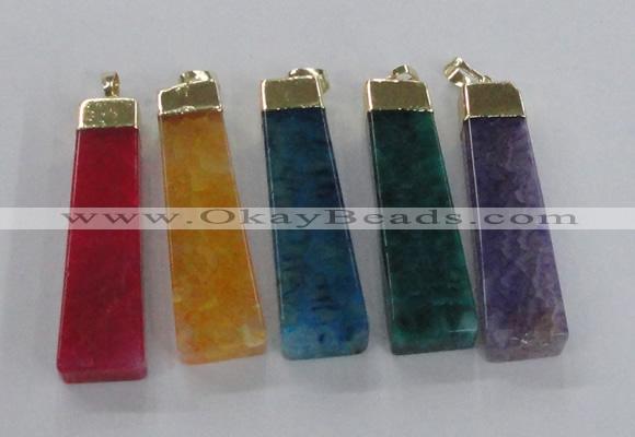 NGP1732 15*55mm trapezoid agate gemstone pendants wholesale