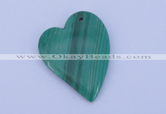 NGP174 2pcs 30*40mm heart synthetic malachite gemstone pendants