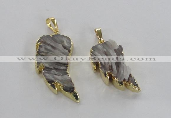 NGP1742 15*30mm - 20*40mm carved leaf druzy agate pendants