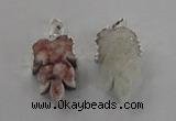 NGP1747 22*30mm - 25*35mm carved leaf druzy agate pendants