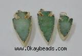 NGP1748 20*30mm - 25*50mm arrowhead druzy agate gemstone pendants